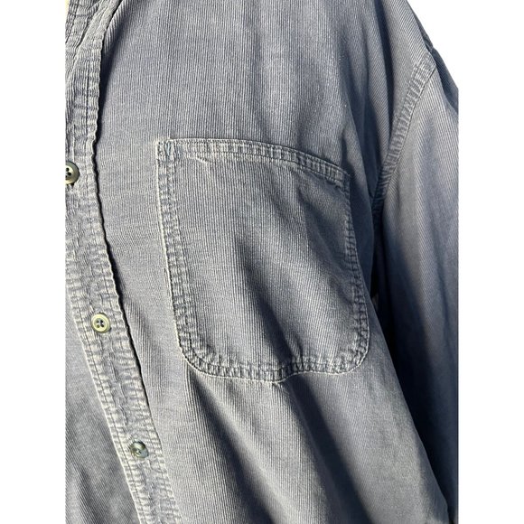 Cambridge Classic Large Blue Men’s Button up Corduroy, Long Sleeve Collar Pocket - Picture 7 of 13